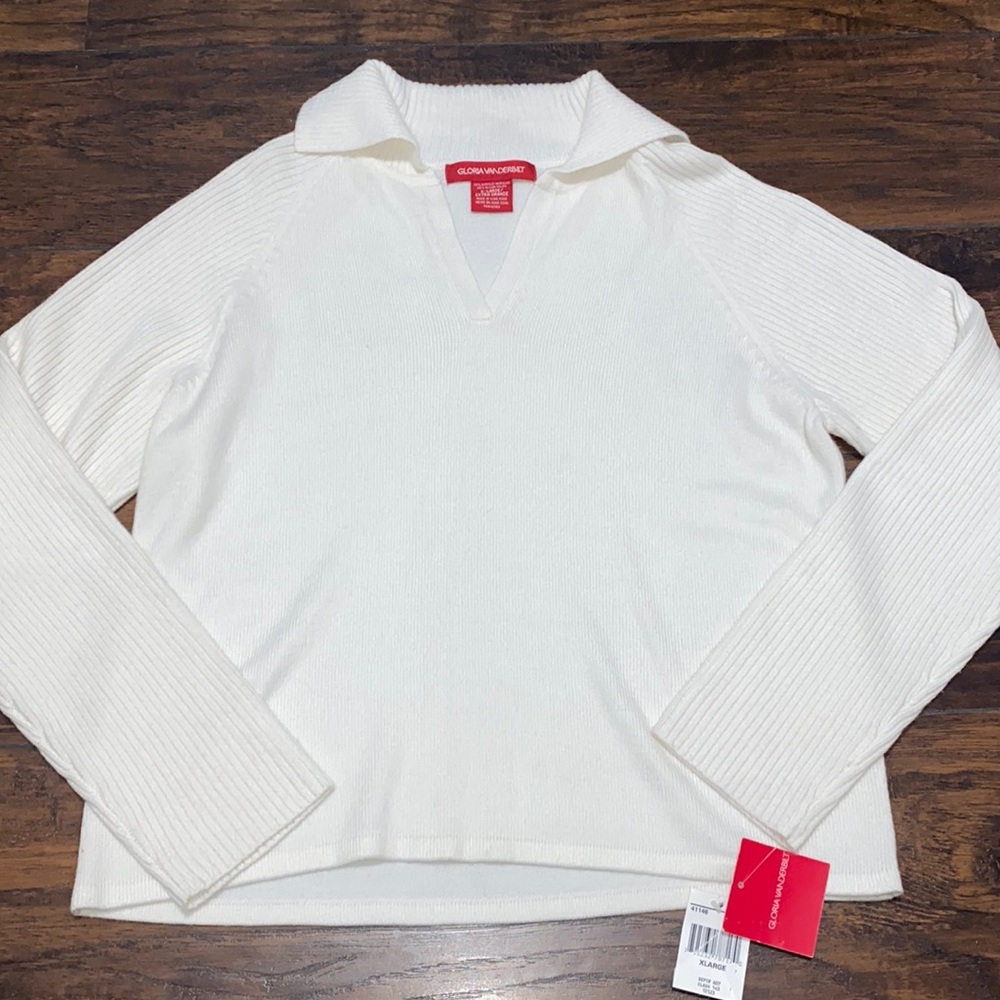 NWT Gloria Vanderbilt cream pullover sweater XL